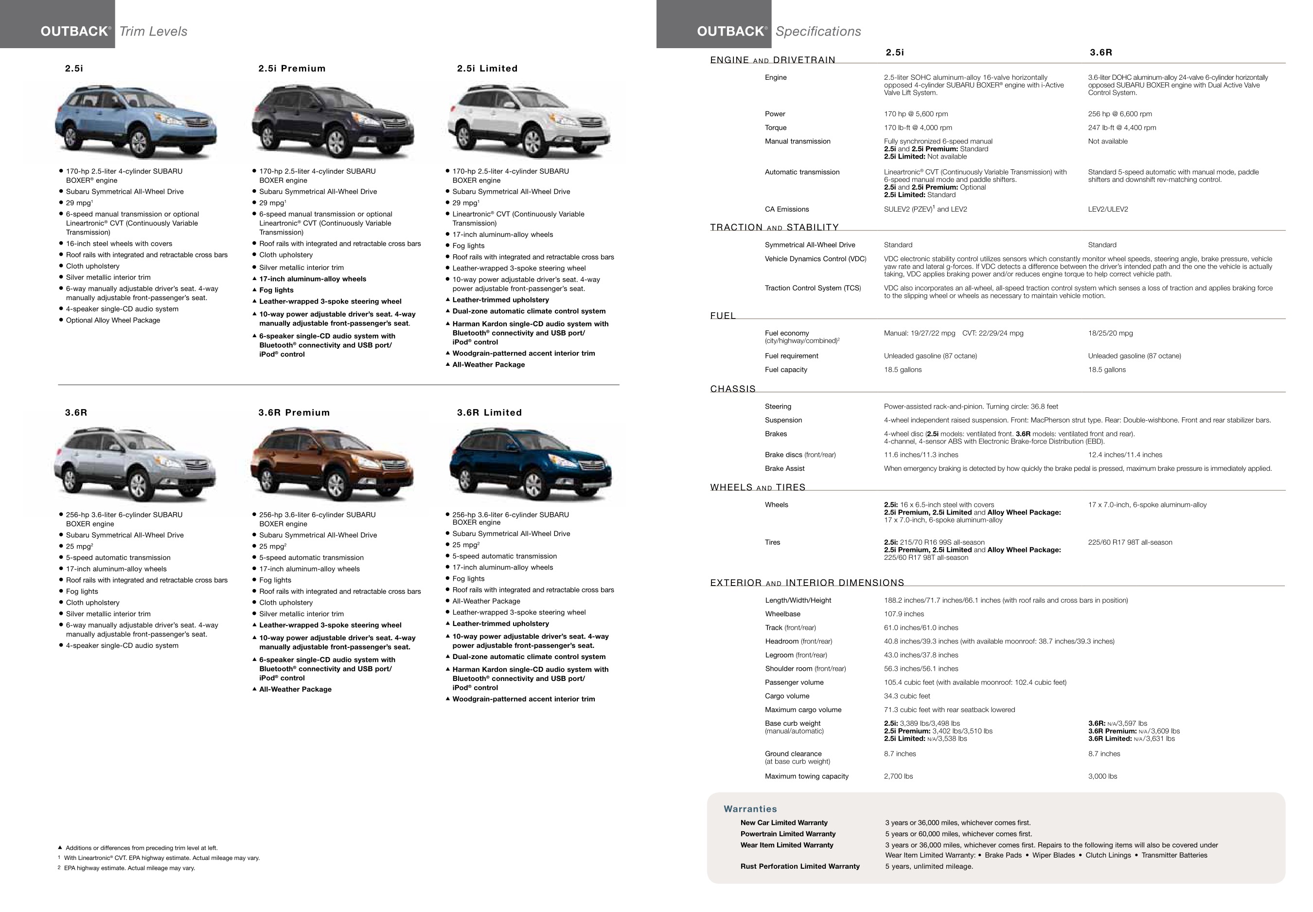 2012 Subaru Outback Brochure Page 4
